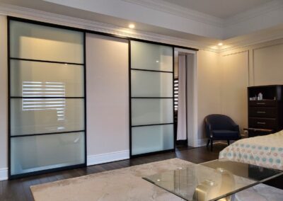 Frosted glass wall slide doors on track