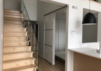 room separating white acrylic sliding door