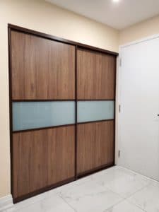 entry closet doors with melamine and glass