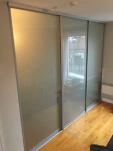 frosted glass sliding doors on staircase