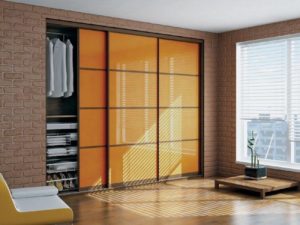 Orange glass closet doors
